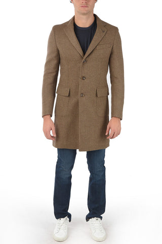 CC COLLECTION Twill Virgin Wool Coat with Iconic Beetle Brooch