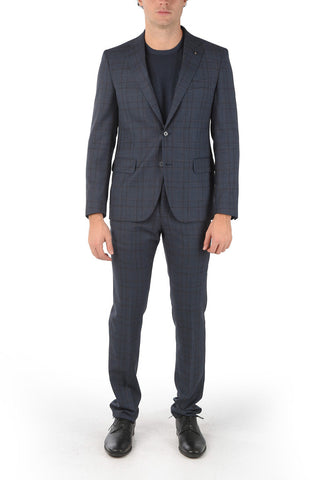 CC COLLECTION 2 Button District Check RIGHT Virgin Wool Suit
