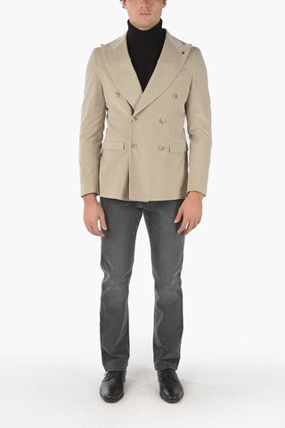 CC COLLECTION Blazer doppiopetto REWARD in Velour a Coste con Revers a Lancia