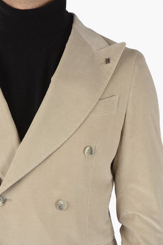 CC COLLECTION Blazer doppiopetto REWARD in Velour a Coste con Revers a Lancia