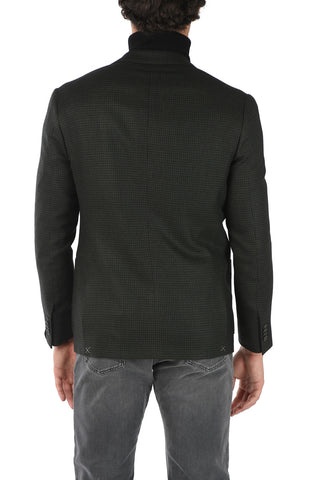 Virgin Wool GATE Houndstooth Blazer with Notch Lapel