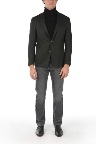 Virgin Wool GATE Houndstooth Blazer with Notch Lapel