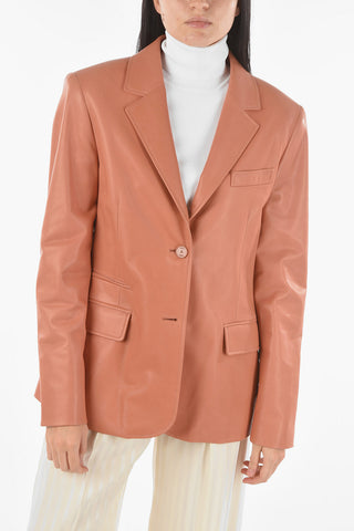 Blazer Foderato in Nappa con Spallini Imbottiti