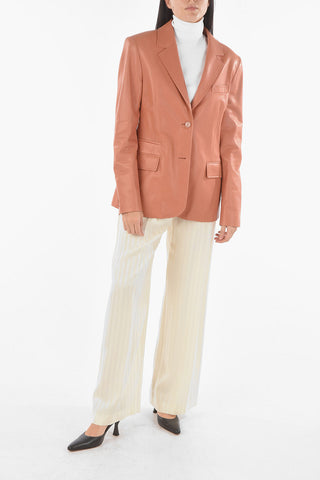 Blazer Foderato in Nappa con Spallini Imbottiti