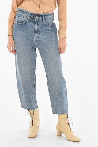 Jeans BARREL CROP con Cinturino di Pelle