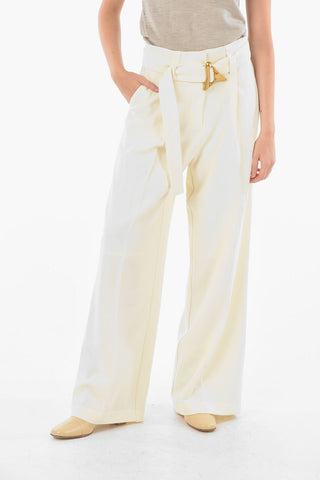 Single-pleated Bleted Wide Leg Pants