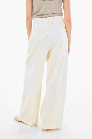 Single-pleated Bleted Wide Leg Pants