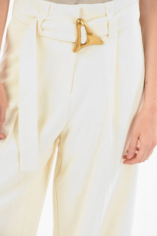 Single-pleated Bleted Wide Leg Pants