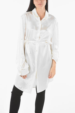 Chemisier in Raso Seta con Colletto Button-down