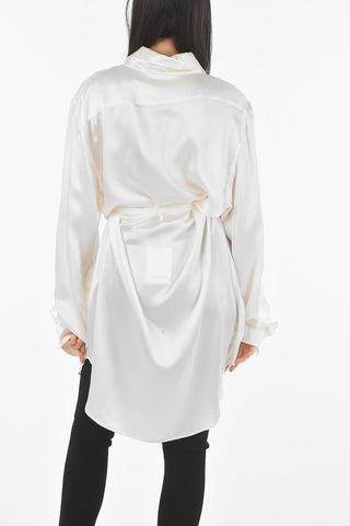 Chemisier in Raso Seta con Colletto Button-down