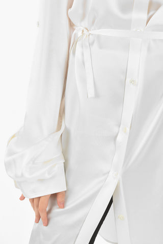 Chemisier in Raso Seta con Colletto Button-down