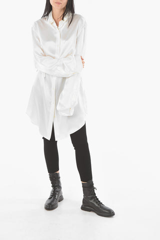 Chemisier in Raso Seta con Colletto Button-down