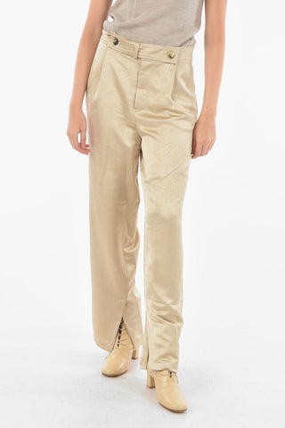 Single-pleated Ankle Split Pants