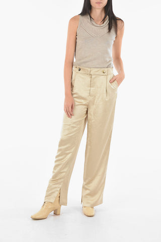 Single-pleated Ankle Split Pants