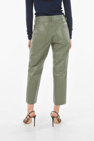 Pantaloni in Nappa a 5 Tasche con Passanti