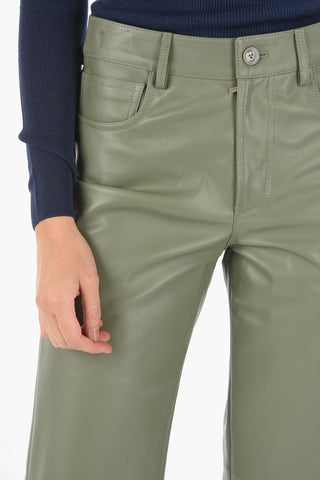 Pantaloni in Nappa a 5 Tasche con Passanti