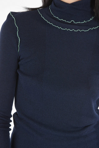 Pullover A Collo Alto Elasticizzato A Costine