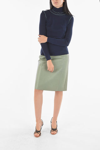 Pullover A Collo Alto Elasticizzato A Costine