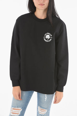 Crew Neck Printed Cotton T-Shirt with Cuffed Sleeves
