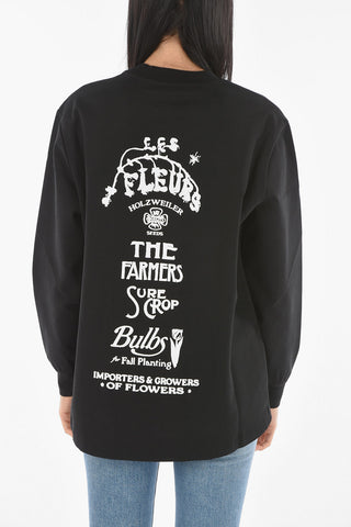 Crew Neck Printed Cotton T-Shirt with Cuffed Sleeves