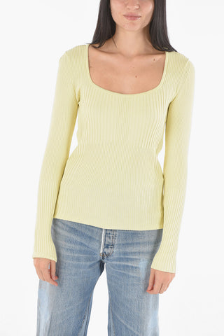 Maglia a Costine con Scollo Rotondo