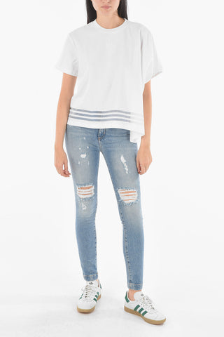 Crew Neck Mesh Detail T-Shirt