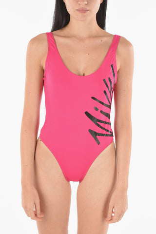 One-Piece Swimsuit With Logo Print