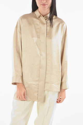 Hidden Buttoning Satin Shirt