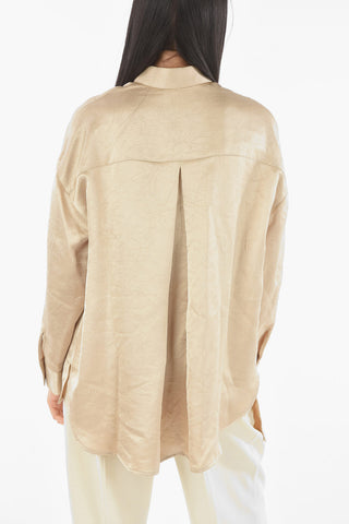 Hidden Buttoning Satin Shirt
