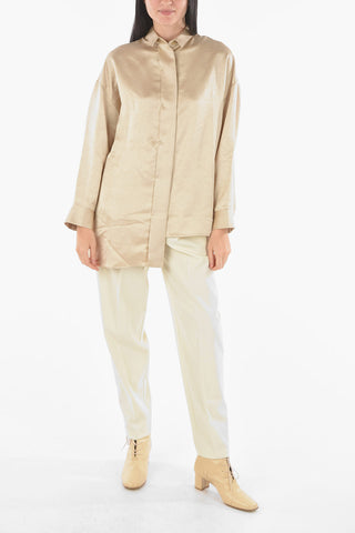 Hidden Buttoning Satin Shirt