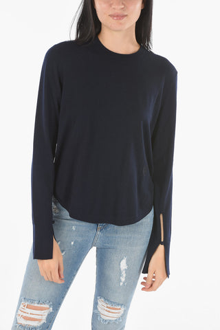 Crew Neck Embroidred Logo Wool Sweater