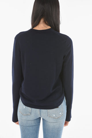 Crew Neck Embroidred Logo Wool Sweater