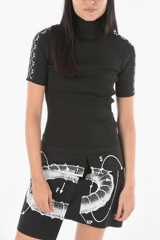Turtleneck Logoed Sleeve Ribbed Sweater