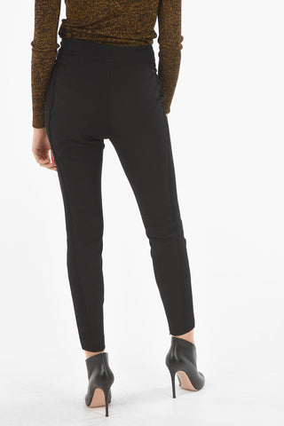 Stretch Fabric Pants with Ribbed Side Bands