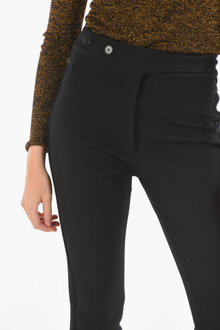 Stretch Fabric Pants with Ribbed Side Bands