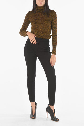 Stretch Fabric Pants with Ribbed Side Bands