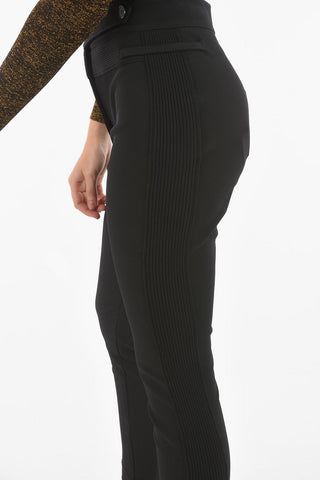 Stretch Fabric Pants with Ribbed Side Bands