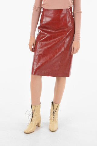Soft Leather High-waisted Pencil Skirt with Back Slit