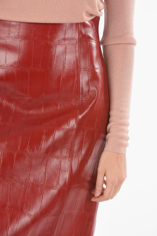 Soft Leather High-waisted Pencil Skirt with Back Slit