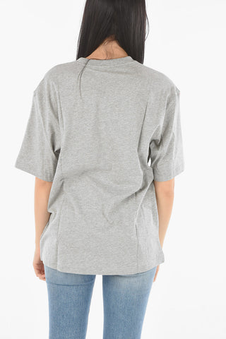 T-Shirt Girocollo Oversized con Bande a Contrasto
