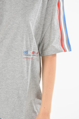 T-Shirt Girocollo Oversized con Bande a Contrasto