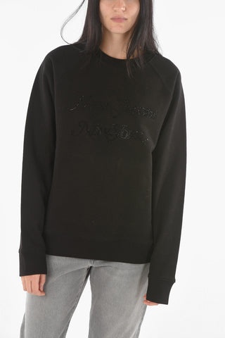 THE MARC JACOBS Crew Neck Rhinestone Logo Sweatshirt