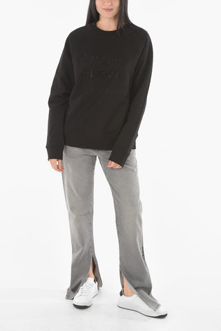 THE MARC JACOBS Crew Neck Rhinestone Logo Sweatshirt