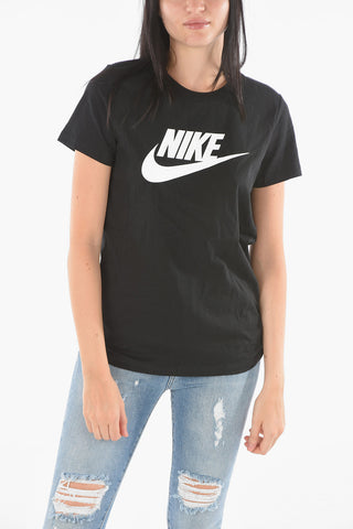 T-shirt Girocollo in Cotone con Logo Stampato