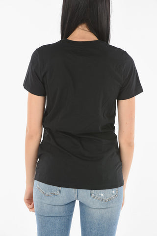 T-shirt Girocollo in Cotone con Logo Stampato