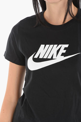T-shirt Girocollo in Cotone con Logo Stampato