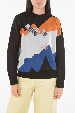 Crew-Neck Sweater with Jacquard Logo