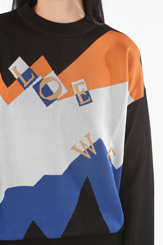 Crew-Neck Sweater with Jacquard Logo