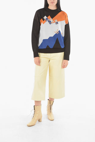 Crew-Neck Sweater with Jacquard Logo
