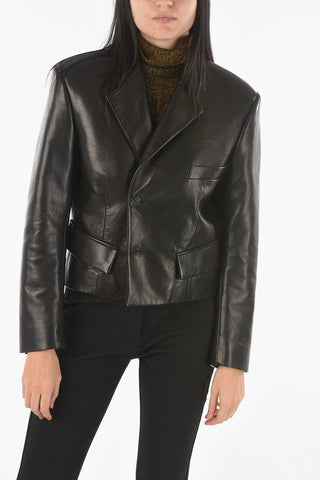 Blazer Crop Foderato in Nappa con Taschino
